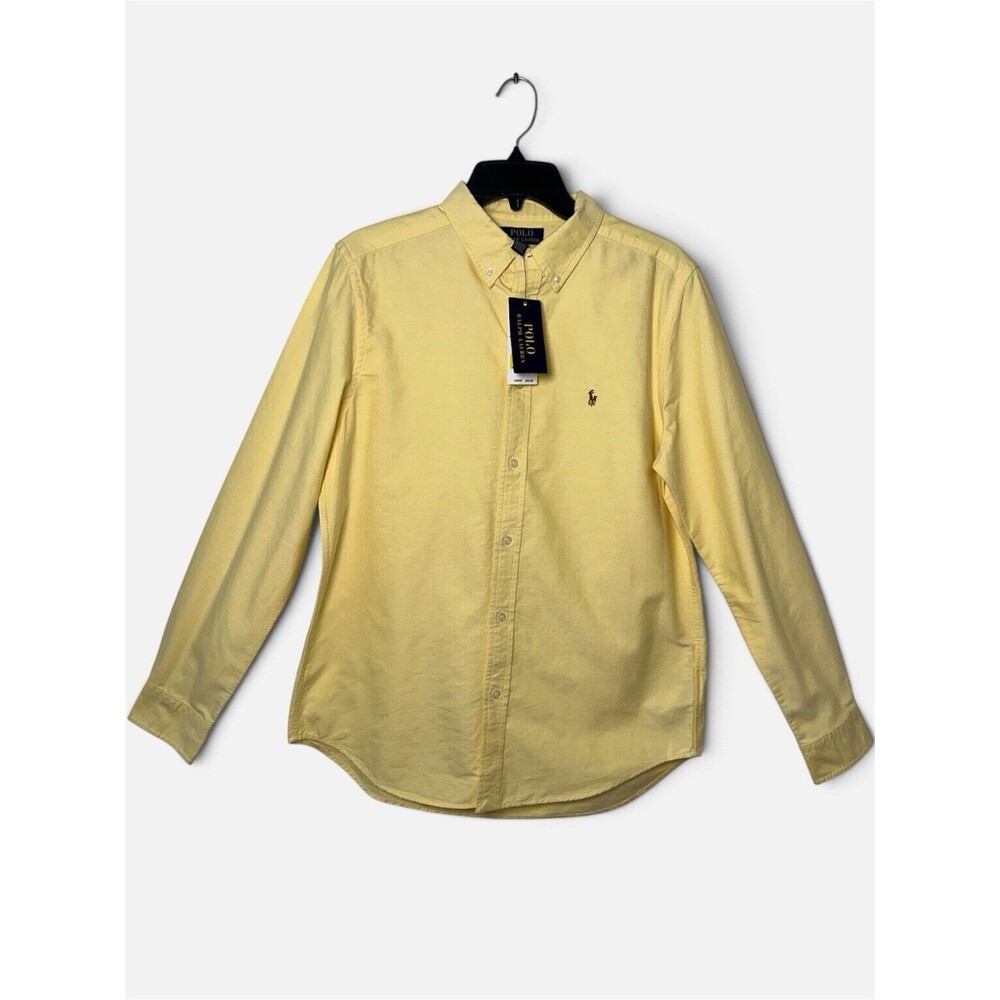 NWT Polo Ralph Lauren Shirt Youth Size XL Yellow Long Sleeve Button Up Oxford